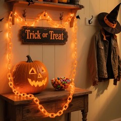 10.5 Ft Halloween Chain String Lights 175 LED Orange Plastic Indoor Outdoor D…