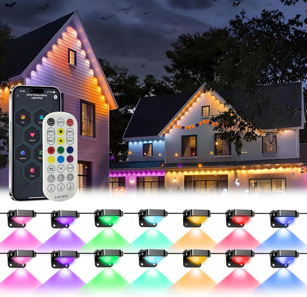 Permanent Outdoor Lights Pro,200Ft with 120 LED RGB IC Smart Eave Light for Outd