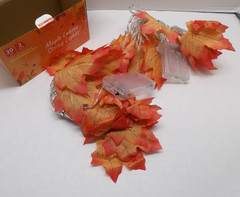 Fall Leaf Garland w Lights Battery Operated, 20 LED Bulbs (2Pack), Orange-Maple