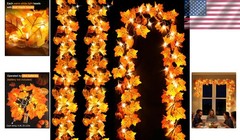 Versatile Fall Leaf String Lights – 3-Pack of 24.6ft 60 LED Decor for Holidays