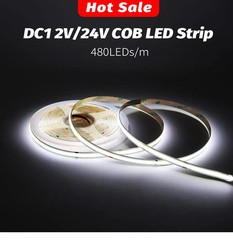 Free Cut FCOB LED Strip 24V 12V DC 8mm RA 90+ Dimmable Flexible 528LEDs
