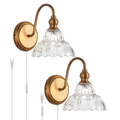 Tlolgt Plug In Vintage Wall Sconces Set Of Two Brass Modern Wall Light Fixtures