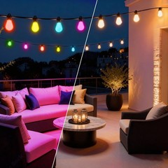 Outdoor String Lights 118FT Smart Patio with 59ft, ‎RGBIC+Warm White