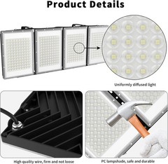 LED Flood Lights Outdoor, 800W(4750W Equivalent) 80000LM 6000K All Aluminum Shel