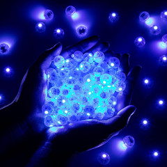 50pcs Blue LED Balloon Light, Round LED Ball Lamp Tiny Led Lighting Decoratio…