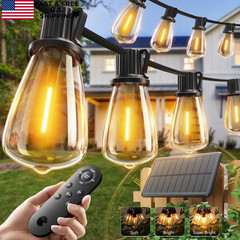 addlon 52(48+4) FT Solar String Lights 48+6FT(15 Sockets)(1 Pack), Black