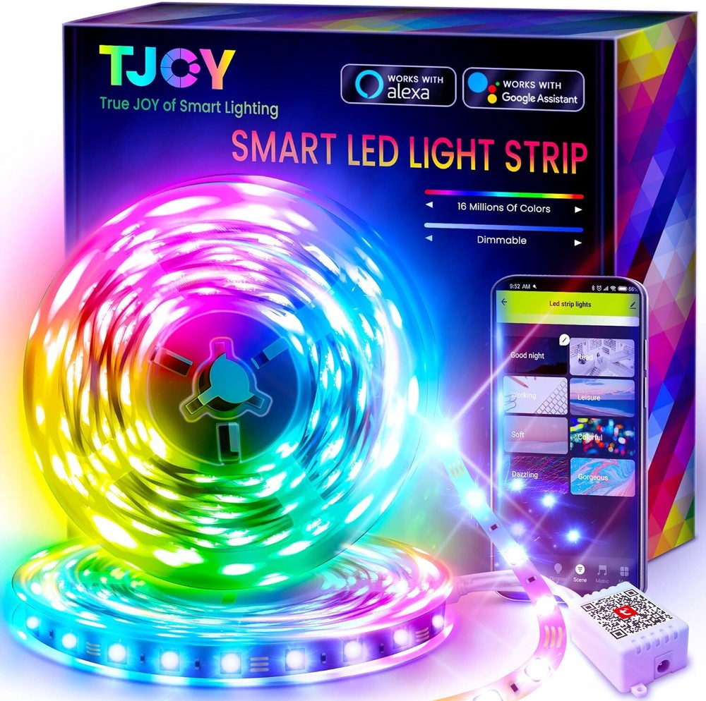 TJOY 50ft Smart Led Strip Lights for Bedroom, Alexa 50ft, Multicolor