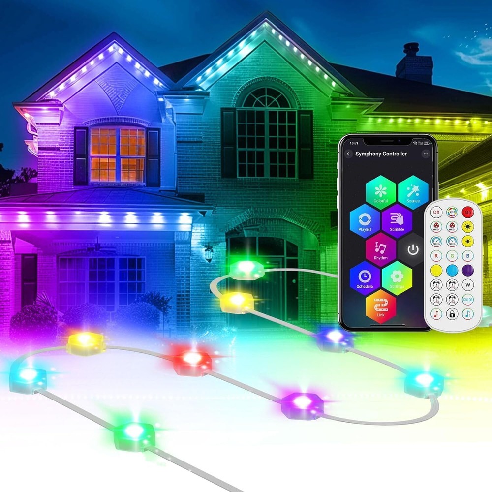 Permanent Outdoor Lights 100ft, Waterproof Smart RGB Outdoor Lights with 72 LEDs