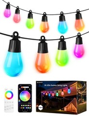 Outdoor String Lights 118FT Smart Patio with 59ft, ‎RGBIC+Warm White