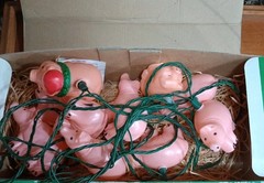Vintage 1989 Primal Lite Pack-O-Piggies Pig 14’ String Lights 2 boxes of lights