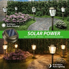 XMCOSY+ Solar Pathway Lights Outdoor, 10/25 LM in 2 Lighting Modes, Glass Sta…