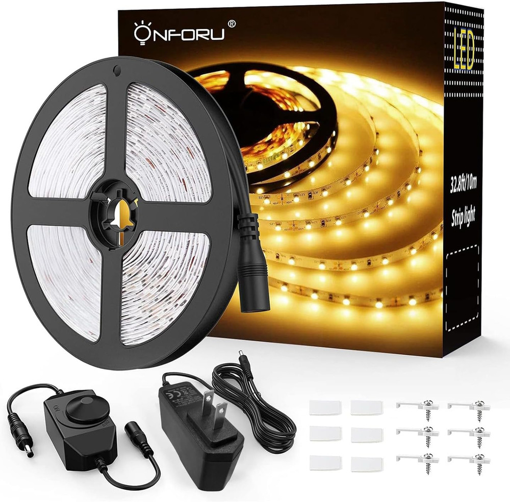 32.8ft LED Strip Lights Warm White 3000K Dimmable 12V Flexible Tape Light