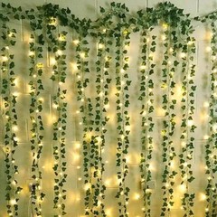 LED Ivy Vine Garland String Lights Artificial Hanging Green Leaves Wall Decor