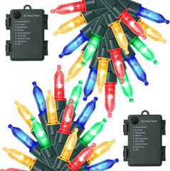 2 Luces de Cadena LED de Navidad Multicolor a Baterias de 16 Pies y 50 LED Pack