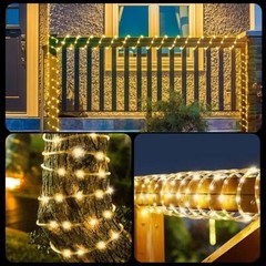 Solar Rope Lights Outdoor LED PVC Tube Fairy String Light For Garden Party Decor