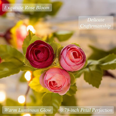 20 LED Rose Flower String Lights – 7.2ft Artificial Flower Garland with Fairy…
