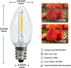 Set of 2 Accessory Cord with 2 Led Light Bulb 6 Ft White Cord with On/Off Switch