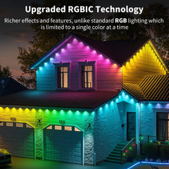 300FT Smart Outdoor LED Lights, 16M Colors, Waterproof, App & Remote Control