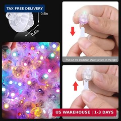 50PCs Mini Led Lights with Hook, Waterproof Round Tiny Led Light for Party Decor