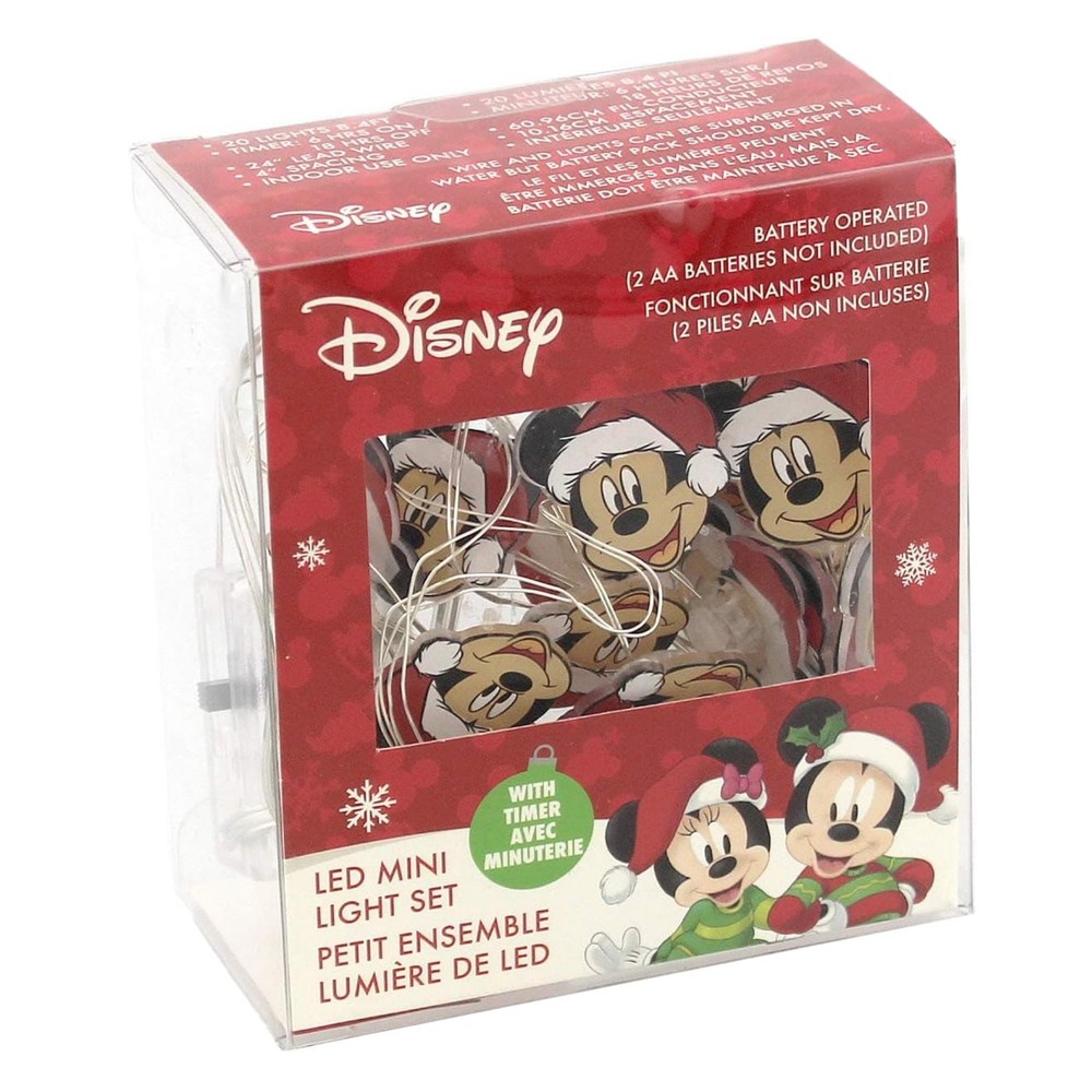 Kurt Adler Indoor Battery Operated 20-Light LED Mickey Mouse Light Set, 9ft