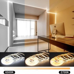 12V 24V COB CCT 2700K-6500K LED Strip 5M 600Leds/m Dimmable Flexible Tape Light