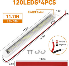 RVZONE 12V LED Interior Light Bar | 120Leds 1800LM 8W DC 12 Volt Led Strip Light