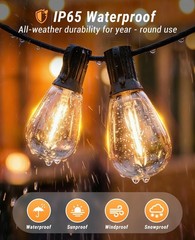 100FT Solar String Lights S14 Shatterproof Bulbs Waterproof for Patio Garden