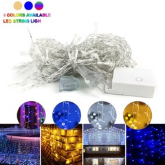 96-480 LED Hanging Icicle Curtain Lights Outdoor Fairy String Xmas Wedding Lamp