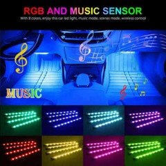 4X12 48 LEDs Car Interior Atmosphere Neon RGB Lights Strip APP Control Bluetooth