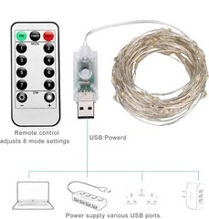 USB Twinkle LED String Fairy Lights 200/300LED Copper Wire Party Decor W/ Remote