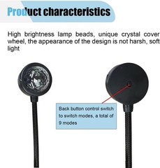 USB Car Roof Star Projector Night Light, Adjustable Interior 2PCS, Black