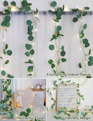 Fake Vines with Lights Battery Operated, 20 LED 6.56FT Eucalyptus Garland Fairy