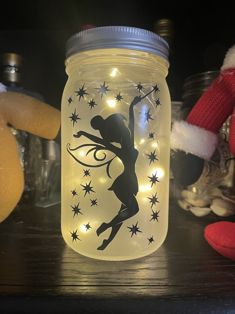Disneys Tinkerbell Fairy lights mason jar decor