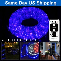 20-50′ Outdoor/Indoor LED Rope Light 4-Lighting Mode Lights Flexible with Remote