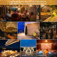 Outdoor String 27/48/96FT Lights LED Lights IP65 Connectable Patio Yard Garden