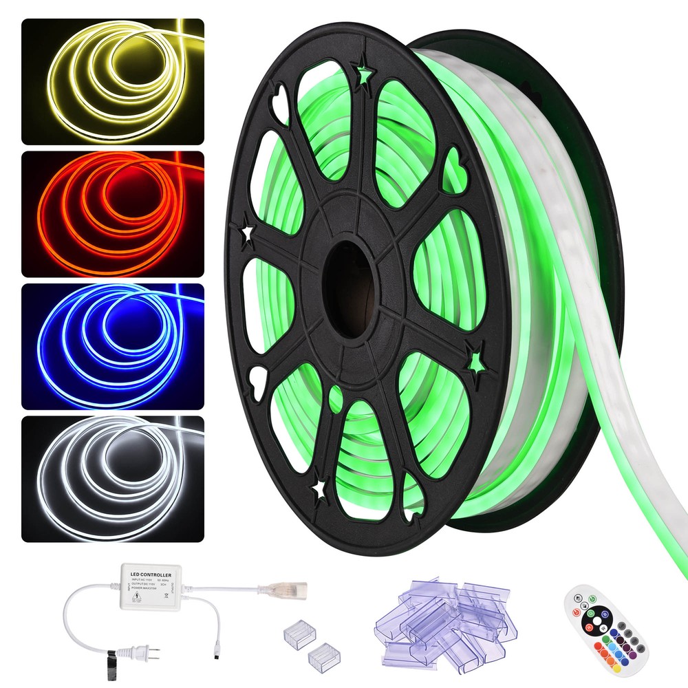 RGB Neon Rope Light 50/100ft Waterproof Outdoor Business 110V Strip Lamp Remote