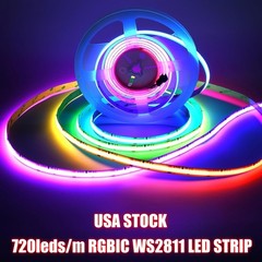 32.8ft RGBIC COB LED Strip Light Addressable WS2811 12V 24V LED Strip 720LEDS/M
