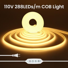 110V COB Neon LED Strip Lights Dimmer Flexible Light Indoor Outdoor Waterproof