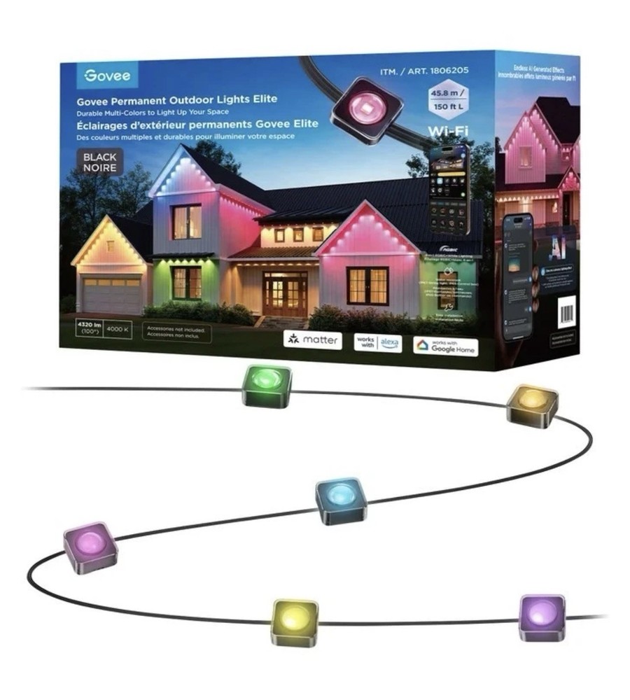 Govee Permanent Outdoor Lights ELITE – 150Ft – Black Brand NEW *Lights Only Read