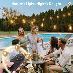 102FT(96FT+6) Solar String Lights Outdoor Waterproof with USB Port & Remote Cont
