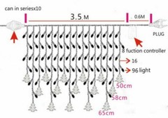 96-480 LED Hanging Icicle Curtain Lights Outdoor Fairy String Xmas Wedding Lamp