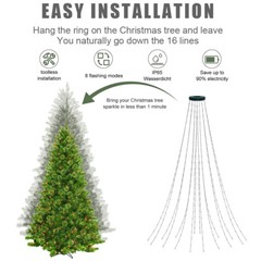 Christmas Tree Waterfall String Lights 6.56FT x 16 Lines 320 LED USB Xmas Lights
