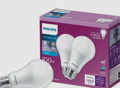 2x2pack Philips 100W Dimable LED A19 BULB, 16w DAYLIGHT 1600 Lumens