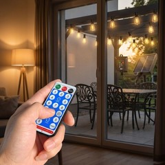 60FT Patio Waterproof Solar Outdoor String Lights Remote Control 16 ST38 Bulbs