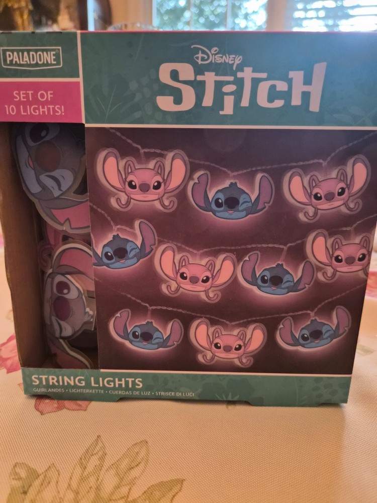 Disney Stitch LED String Lights 10 pcs, Battery Operated Hanging Lights 59”