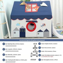 Kids Tents Indoor Playhouses Boys 9.9Ft Star String Lights Blue Tent for Upgr…