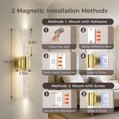 Realoc Peel And Stick On Battery Operated Wall Sconces Set Of 2 Gold Wireless