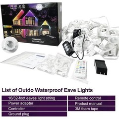 Smart Permanent Outdoor Lights 50 Ft 36 LEDs IC+RGB Eaves Lights for House Decor