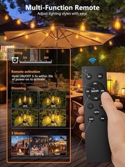200FT Outdoor LED Hanging Lights for Patio＋Remote Waterproof Shatterproof 2700K