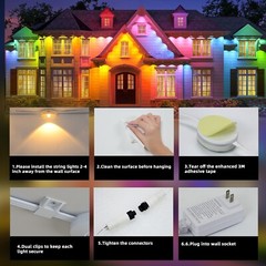 Permanent Outdoor Lights, 150ft with 108 LED Eaves Lights IP67 Waterproof Starry